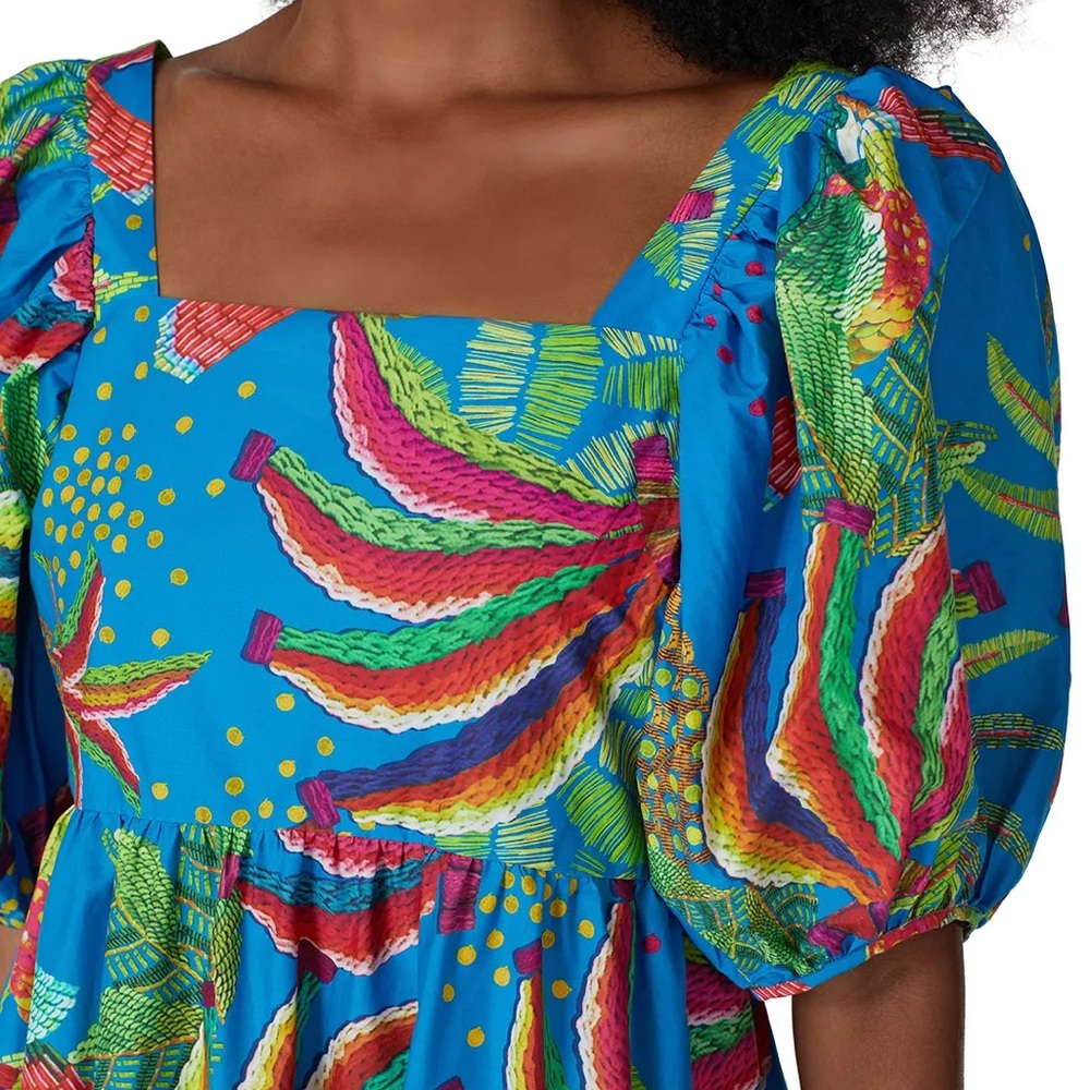 FARM RIO Blue Banana Midi Dress